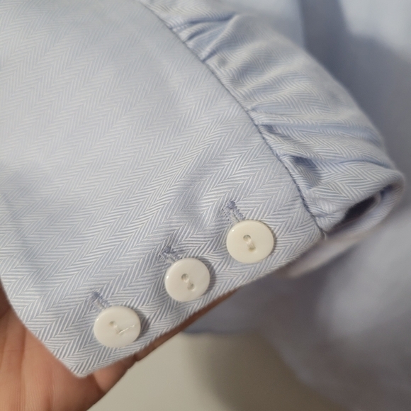 Jonathan Simkhai Light Blue Herringbone Bustier Style Blouse NWT - Picture 7 of 15